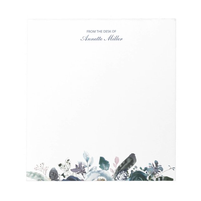 Bloc-notes de papeterie personnelle Navy Boho Flor (Devant)