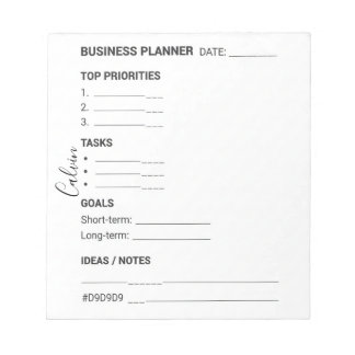 Bloc-notes de planificateur d'entreprise blanc et