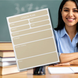 Bloc-notes de planification de cours beige