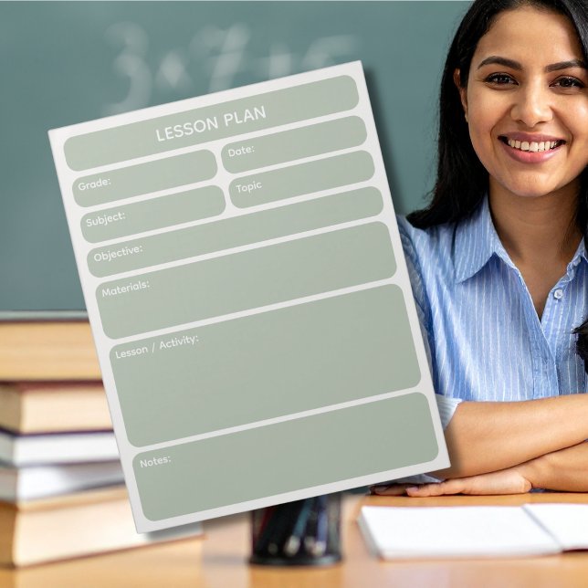 Bloc-notes de planification de cours Vert Sauge (Créateur téléchargé)