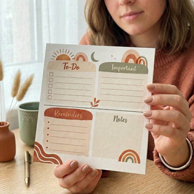 Bloc-notes de planification quotidien Boho – À fai (Créateur téléchargé)