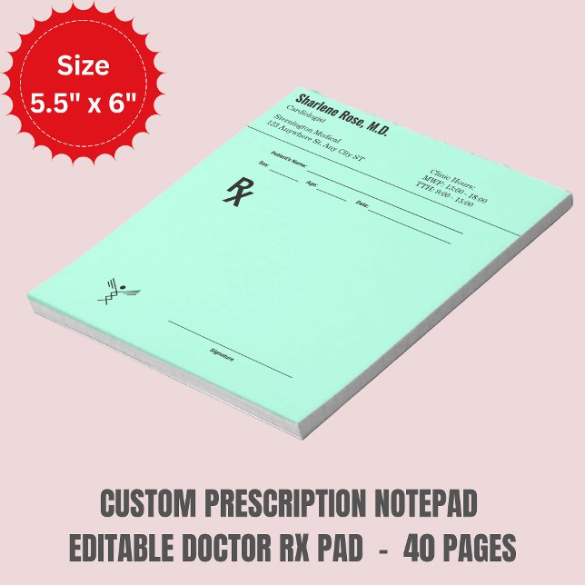 Bloc-notes de prescription personnalisé – RX de do (Custom Prescription Notepad – Editable Doctor RX)