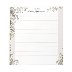 Bloc-notes de professeur Floral Lines Pure
