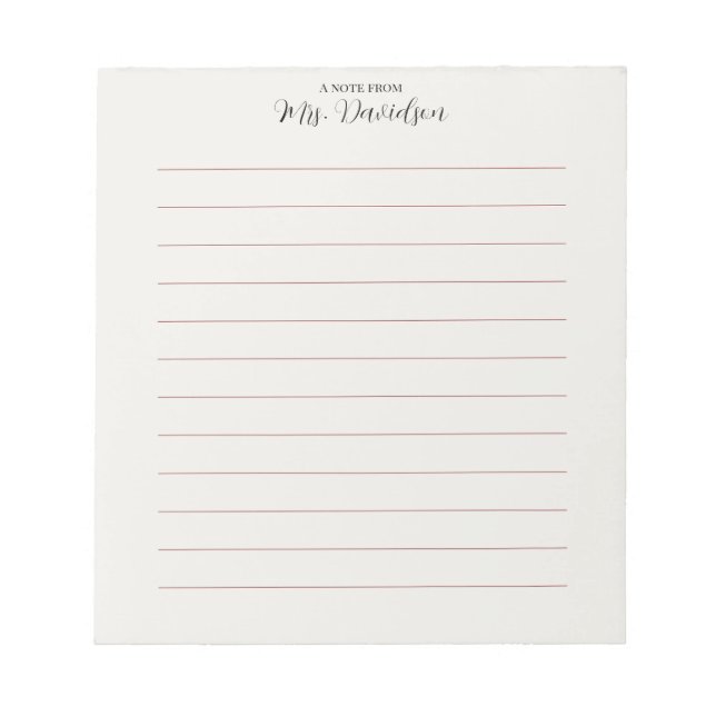 Bloc-notes de professeur Lignes Élégantes et Douce (Devant)