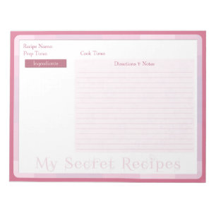 Bloc-notes de recette en Motif rose bébé