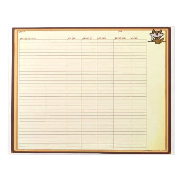 Bloc-notes de registre (Devant)