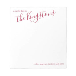 Bloc-notes de script de nom de famille Scarlet