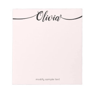Bloc-notes de signature rose simple