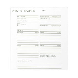 Bloc-notes de suivi des points