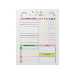 Bloc-notes de tableau de tâches pour enfants avec 