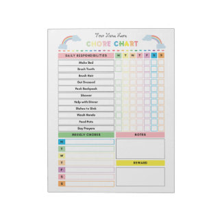 Bloc-notes de tableau de tâches pour enfants et li