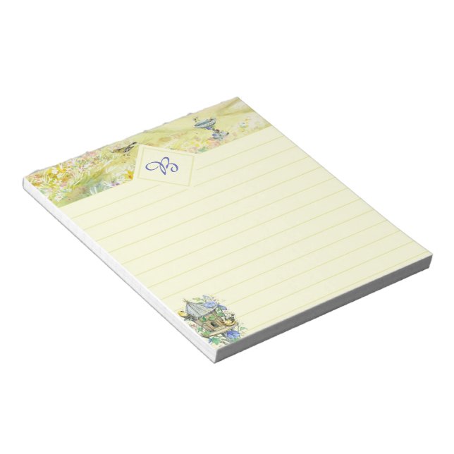 Bloc-notes des oiseaux dans le jardin (Incliné)