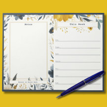 Bloc-notes du calendrier hebdomadaire Marine Blue 