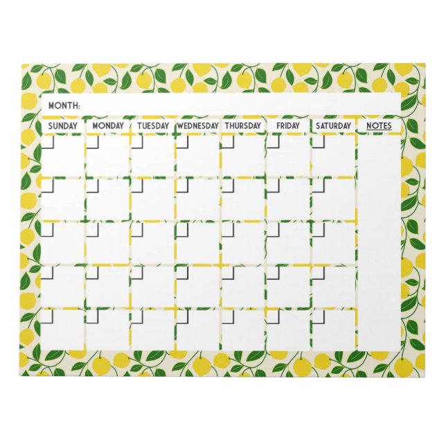 Bloc-notes du calendrier Zesty Lemon (Devant)