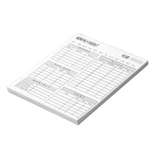 Bloc-notes du planificateur budgétaire mensuel