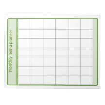 Bloc-notes du planificateur de menu mensuel