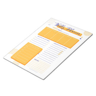 Bloc-notes du planificateur hebdomadaire jaune-bla