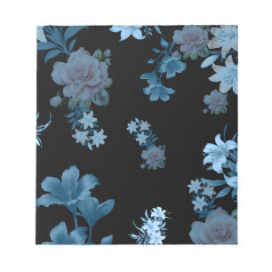 Bloc-notes élégant à motif floral sarcelle