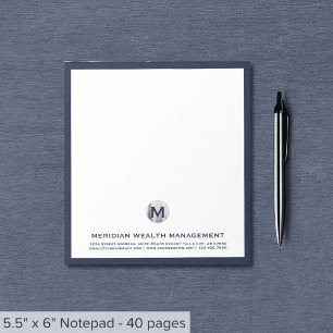 Bloc-notes élégant en argent bleu initial