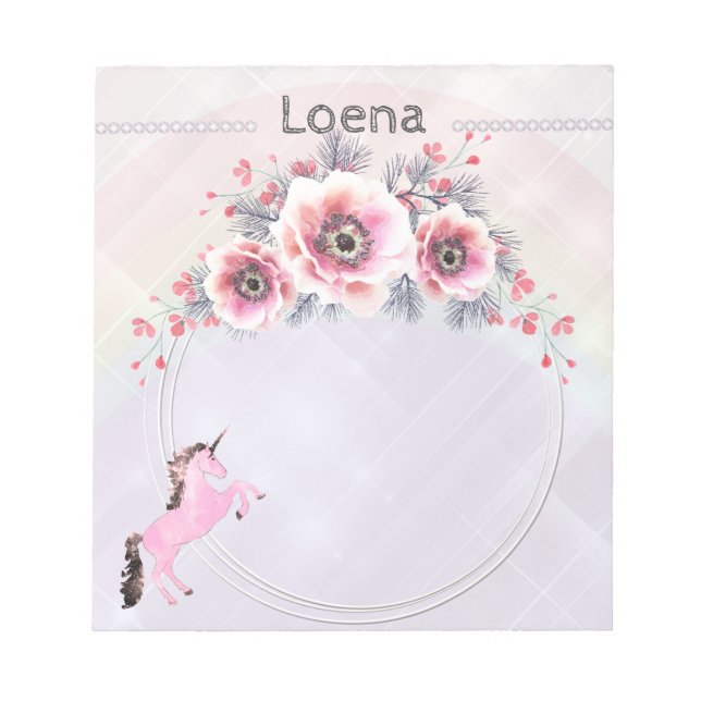 Bloc-notes en forme de licorne rose clair (Devant)