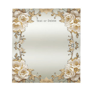 Bloc-notes en or orné blanc