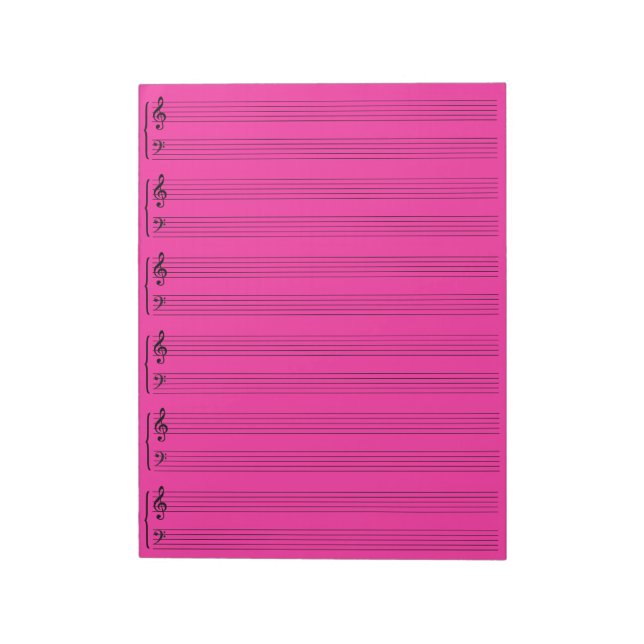 Bloc-notes en papier feuille de musique rose (Tourné)