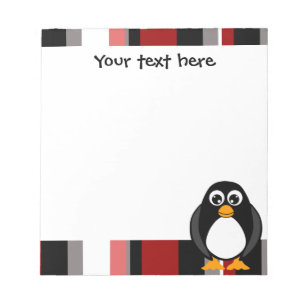 Bloc-notes en pingouin mignon - Bande rouge