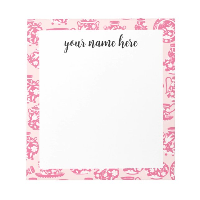 Bloc-notes en porcelaine rose personnalisée (Devant)
