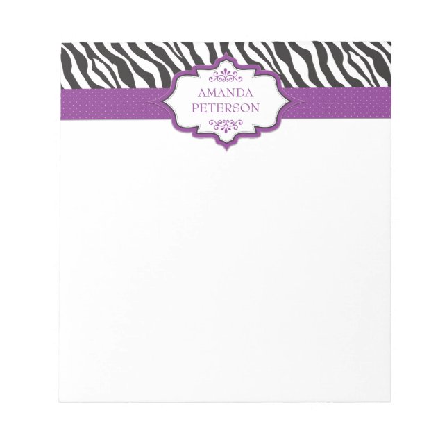 Bloc-notes en ruban violet Zebra (Devant)