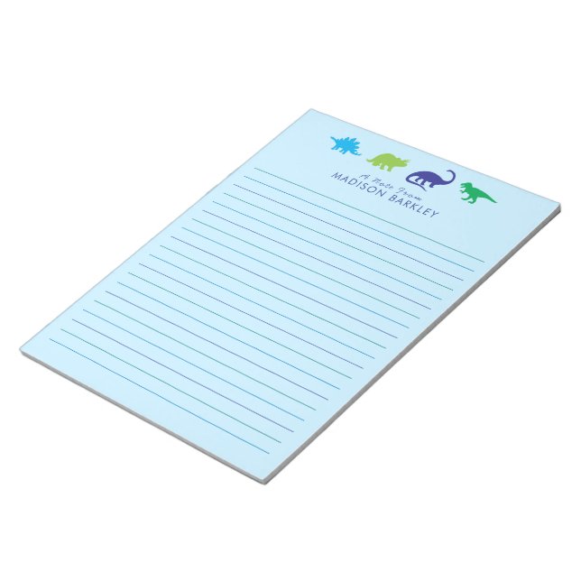 Bloc-notes fixe Dinosaur bleu mignon pour enfant D (Incliné)