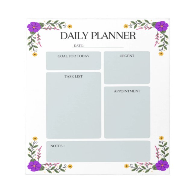 Bloc-notes Floral Daily Planner (Devant)