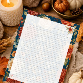Bloc-notes floral d'automne – Papeterie élégante d
