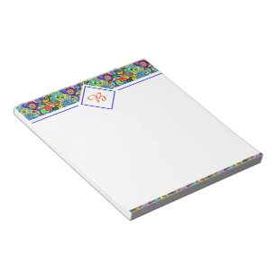Bloc-notes floral fleuri brillant en paisley