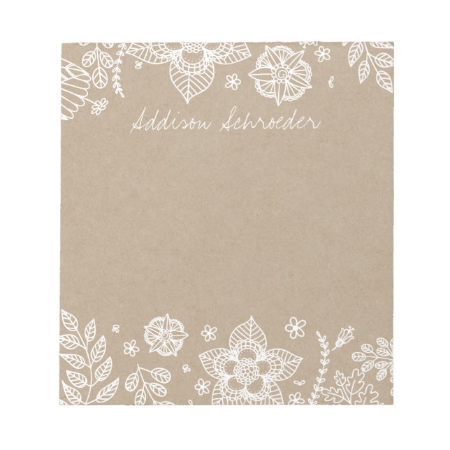 Bloc-notes floral Kraft Rustique (Devant)