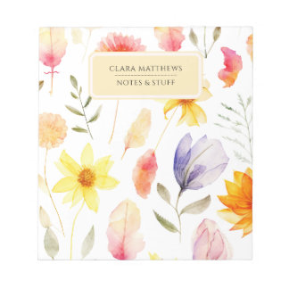 Bloc-notes floral personnalisé | Nom personnalisé