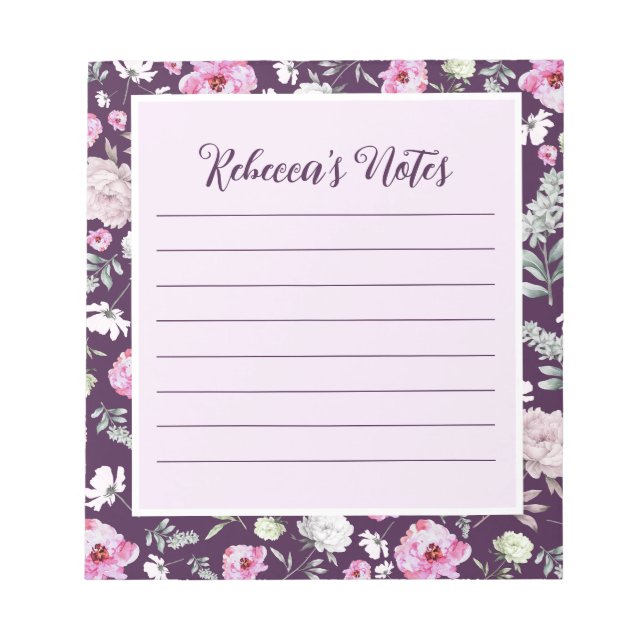 Bloc-notes floral pourpre (Devant)