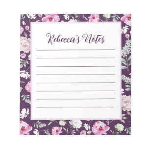Bloc-notes floral pourpre