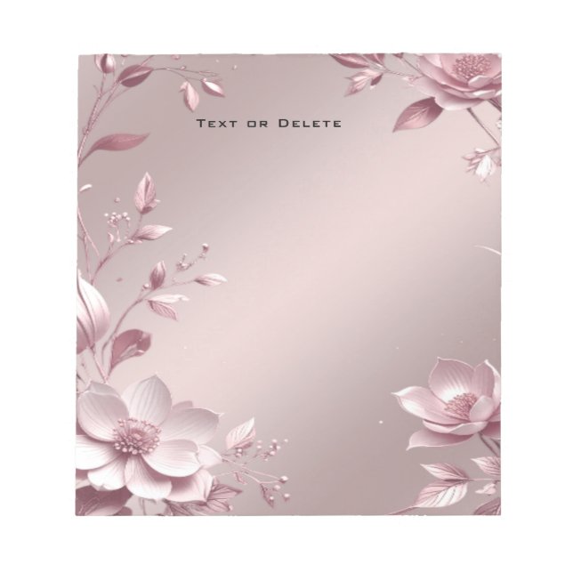 Bloc-notes floral rose délicat (Devant)