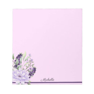 Bloc-notes floral violet lavande VOTRE nom Texte