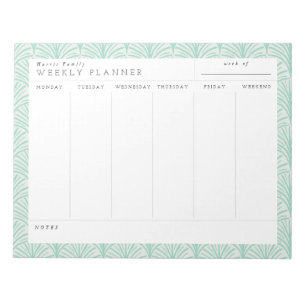 Bloc-notes Jade Scallops Family Weekly Planner