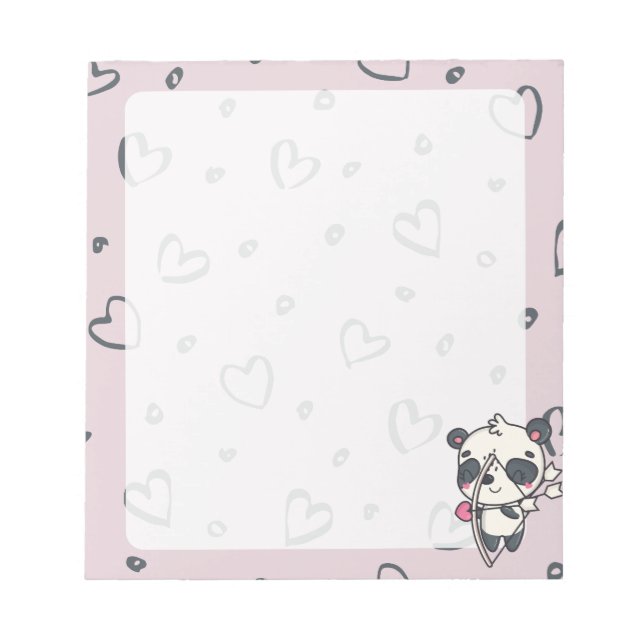 Bloc-notes Kawaii Cupid Panda & Coeurs (Devant)