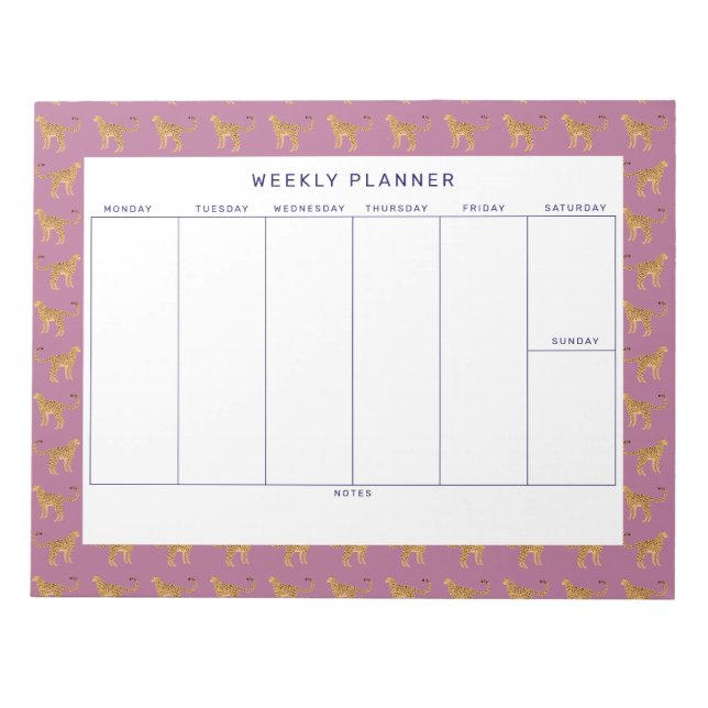 Bloc-notes Leopard, Cheetah Weekly Planner (Devant)