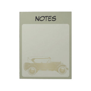 Bloc-notes ligné vert sauge voiture classique vint