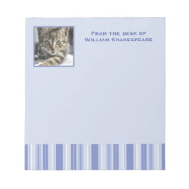 Bloc-notes moderne rayé bleu denim avec encart pho