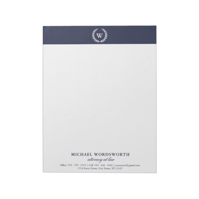 Bloc-notes Monogram Classic Élégant Professionnel  (Tourné)