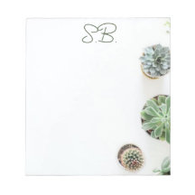 Bloc-notes monogramme avec succulents