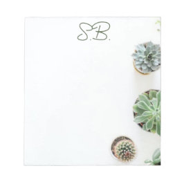 Bloc-notes monogramme avec succulents