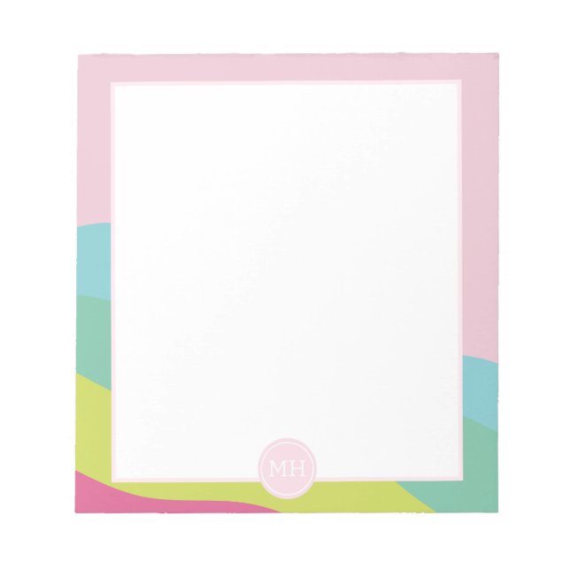 Bloc-notes monogramme moderne rose abstrait fémini (Devant)