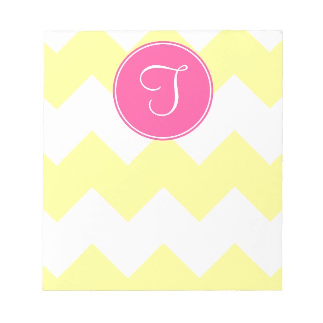 Bloc-notes monographique rose et jaune Chevron (Devant)