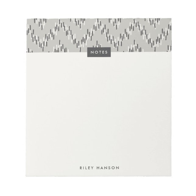 Bloc-notes Motif Boho Ikat Zig Zag - Gris (Devant)